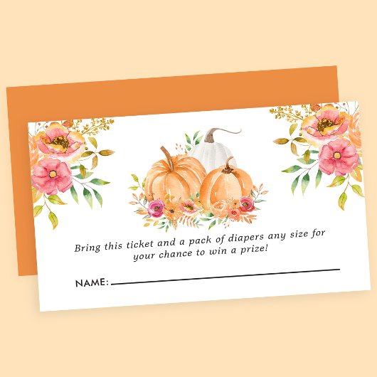 Fall Pumpkin Floral Baby Dusche Windel Raffle Begleitkarte