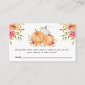 Fall Pumpkin Floral Baby Dusche Windel Raffle Begleitkarte (Vorderseite)