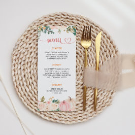 Fall Pumpkin Floral Baby Duschmenü Menükarte