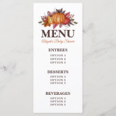 Fall Pumpkin Floral Baby Duschmenü Menükarte (Vorderseite)