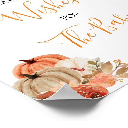 Fall Pumpkin Floral Baby Kleidung Verließ Ihre Wün Poster (Ecke)