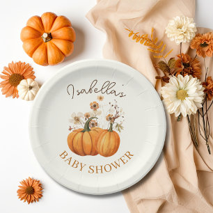 Fall Pumpkin Floral Baby Shooting Paper Cocktail Pappteller
