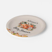 Fall Pumpkin Floral Baby Shooting Paper Cocktail Pappteller (Schrägansicht)
