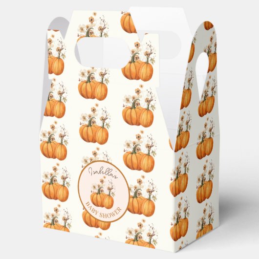 Fall Pumpkin Floral Baby Shower Custom Geschenkschachtel (Geöffnet)
