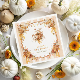 Fall Pumpkin Floral Baby Shower Napkins Serviette