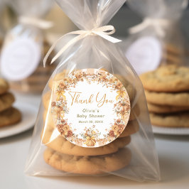 Fall Pumpkin Floral Baby Shower Thank You Runder Aufkleber