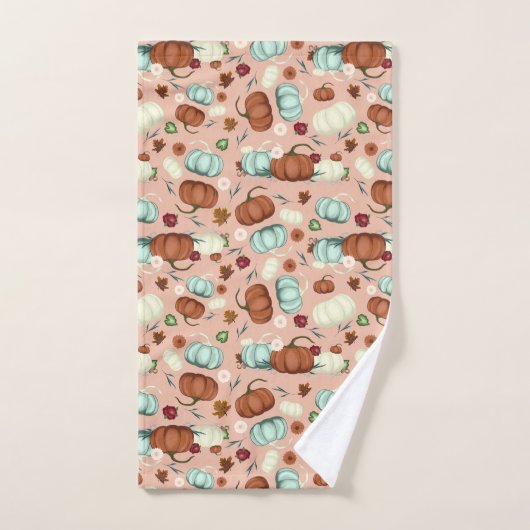 Fall Pumpkin Floral Badhandtuch Set (Handtuch)