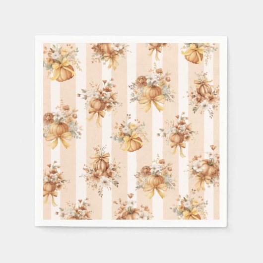 Fall Pumpkin Floral Bow Brautparty Serviette (Vorderseite)