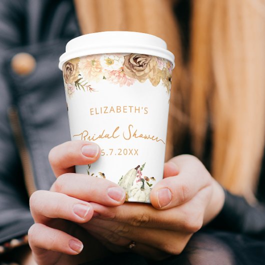 Fall Pumpkin Floral Brautparty Paper Cups Pappbecher