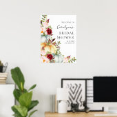Fall Pumpkin Floral Bridal Shower Welcome Sign Poster (Heimbüro)