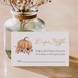 Fall Pumpkin Floral Diaper Raffel Ticket Begleitkarte