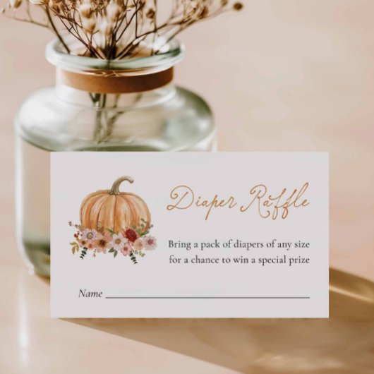 Fall Pumpkin Floral Diaper Raffel Ticket Begleitkarte