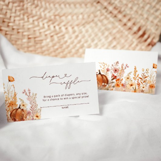 Fall Pumpkin Floral Diaper Raffle Begleitkarte