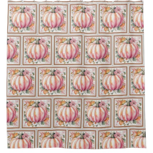 Fall Pumpkin Floral Duschvorhang (Vorderseite)