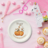 Fall Pumpkin Floral Erntedank Paper Cocktail Pappteller (Party)