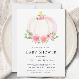 Fall Pumpkin Floral Girl's Baby Shower Einladung