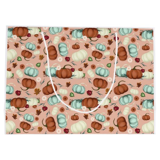 Fall Pumpkin Floral Große Geschenktüte (Rückseite)