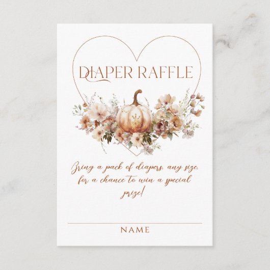 Fall Pumpkin Floral Herz Babydusche Windeln Begleitkarte (Vorderseite)