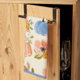 Fall Pumpkin & Floral Pattern Watercolor Geschirrtuch