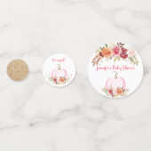 Fall Pumpkin Floral Pink & Gold Baby Dusche Konfetti (Rückseiten)