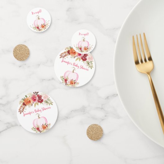 Fall Pumpkin Floral Pink & Gold Baby Dusche Konfetti (Gruppe)