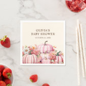 Fall Pumpkin Floral Pink Kariert Baby Dusche Serviette (Beispiel)