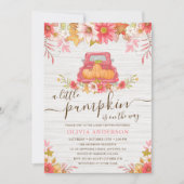 Fall Pumpkin Floral Truck Girl Baby Dusche Einladung (Vorderseite)