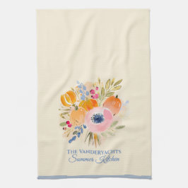 Fall Pumpkin & Floral Watercolor | Autumn Decor Geschirrtuch