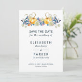 Fall Pumpkin Floral Wedding Save The Date (Stehend Vorderseite)