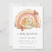 Fall Pumpkin Foliage Rainbow Mustard Peach Baby Einladung (Vorderseite)