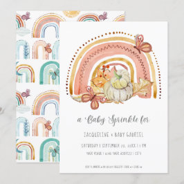 Fall Pumpkin Foliage Rainbow Mustard Peach Baby Einladung