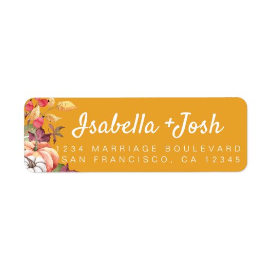 Fall Pumpkin Foliage Yellow Wedding Return Address (Vorne)