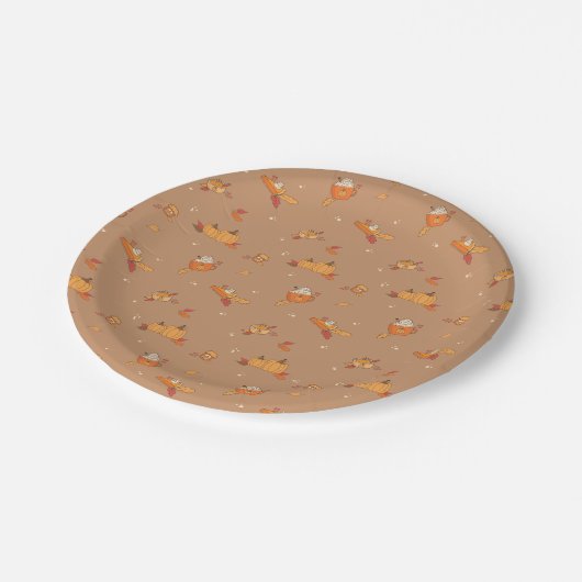 Fall Pumpkin Food Art Musterpapier Teller (Schrägansicht)