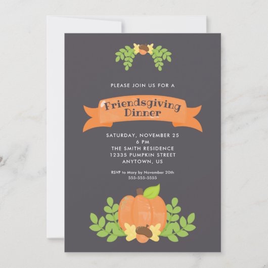 Fall Pumpkin | Freundliches Abendessen Einladung (Vorderseite)