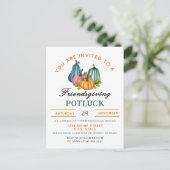 Fall Pumpkin Friendsgiving Potluck Einladung Postkarte (Stehend Vorderseite)