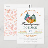 Fall Pumpkin Friendsgiving Potluck Einladung Postkarte (Vorne/Hinten)