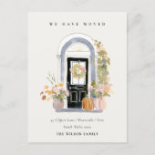Fall Pumpkin Front Door Floral We have Moved Card Postkarte (Vorderseite)