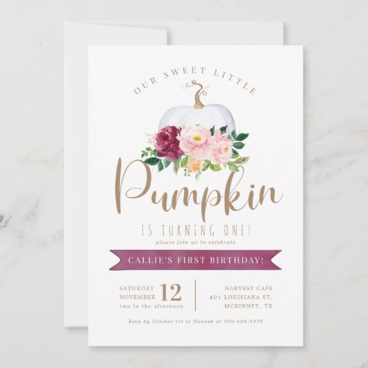 Fall Pumpkin Geburtstag Einladung Custom Age (Vorderseite)