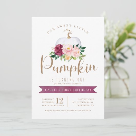 Fall Pumpkin Geburtstag Einladung Custom Age (Stehend Vorderseite)