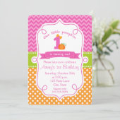 Fall Pumpkin Geburtstagseinladung, Girl Pumpkin Einladung (Stehend Vorderseite)