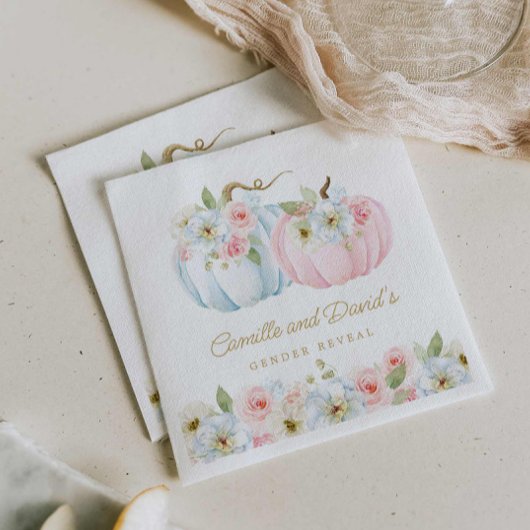 Fall Pumpkin Gender Reveal Baby Shower Serviette