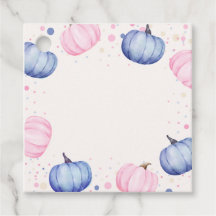 Fall Pumpkin Gender Reveal Favor Tags Pink Blue