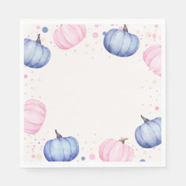 Fall Pumpkin Gender Reveal Napkins Pink Blue Serviette