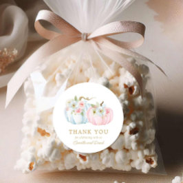 Fall Pumpkin Gender Reveal Runder Aufkleber