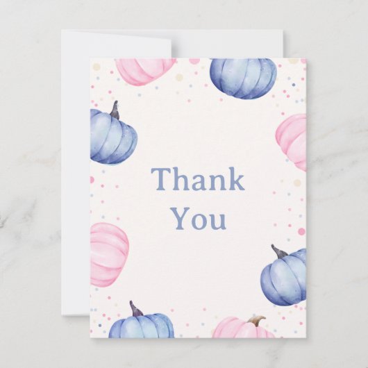Fall Pumpkin Gender Reveal Thank You Card Dankeskarte (Vorderseite)