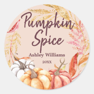 Fall Pumpkin Gewürz Gold Foliage Peach Staub Runder Aufkleber