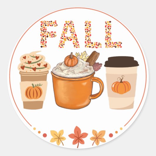 Fall Pumpkin Gewürzkaffee - HerbstLatte Runder Aufkleber (Vorderseite)
