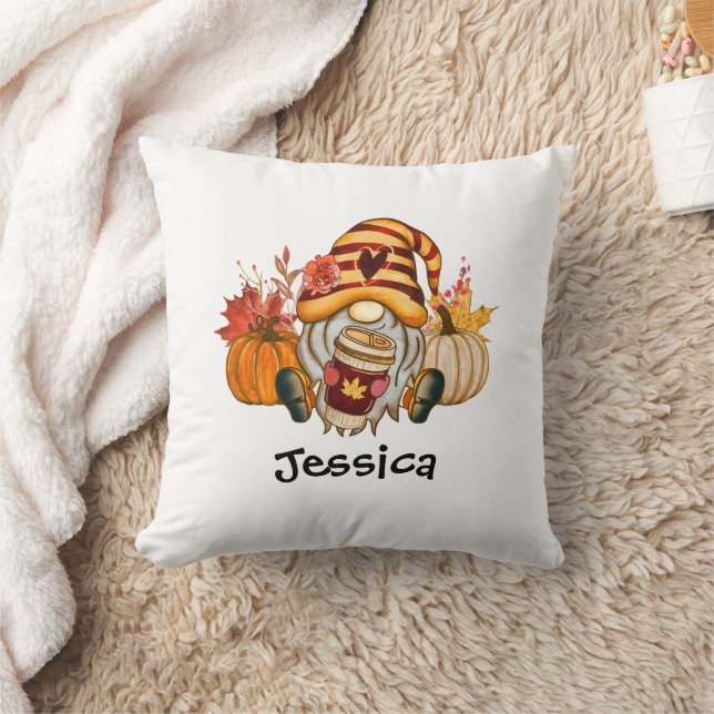Fall Pumpkin Gewürznome mit Namen Kissen (Decke)