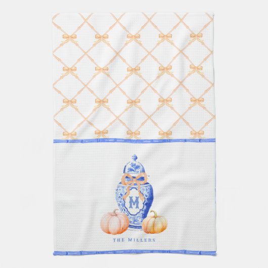 Fall Pumpkin | Ginger Jar Monogram Geschirrtuch (Vertikal)