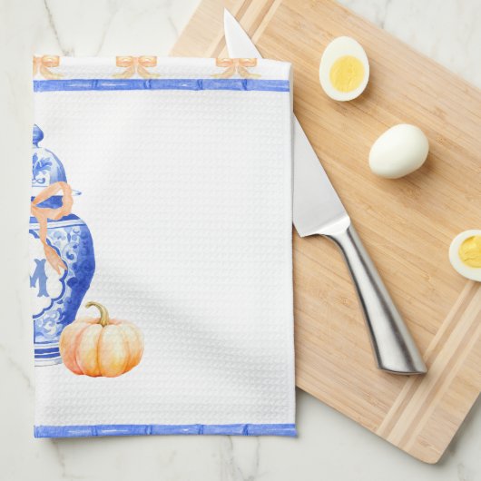 Fall Pumpkin | Ginger Jar Monogram Geschirrtuch (Viertel Falte)